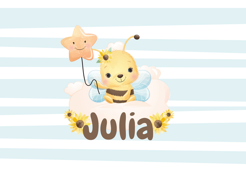 Abelha de animais fofos com nome tapete de jogo de bebê - TenStickers