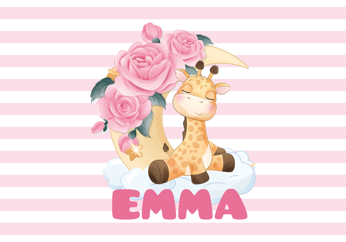 Tapete vinílico para bebés girafa feliz personalizada - TenStickers