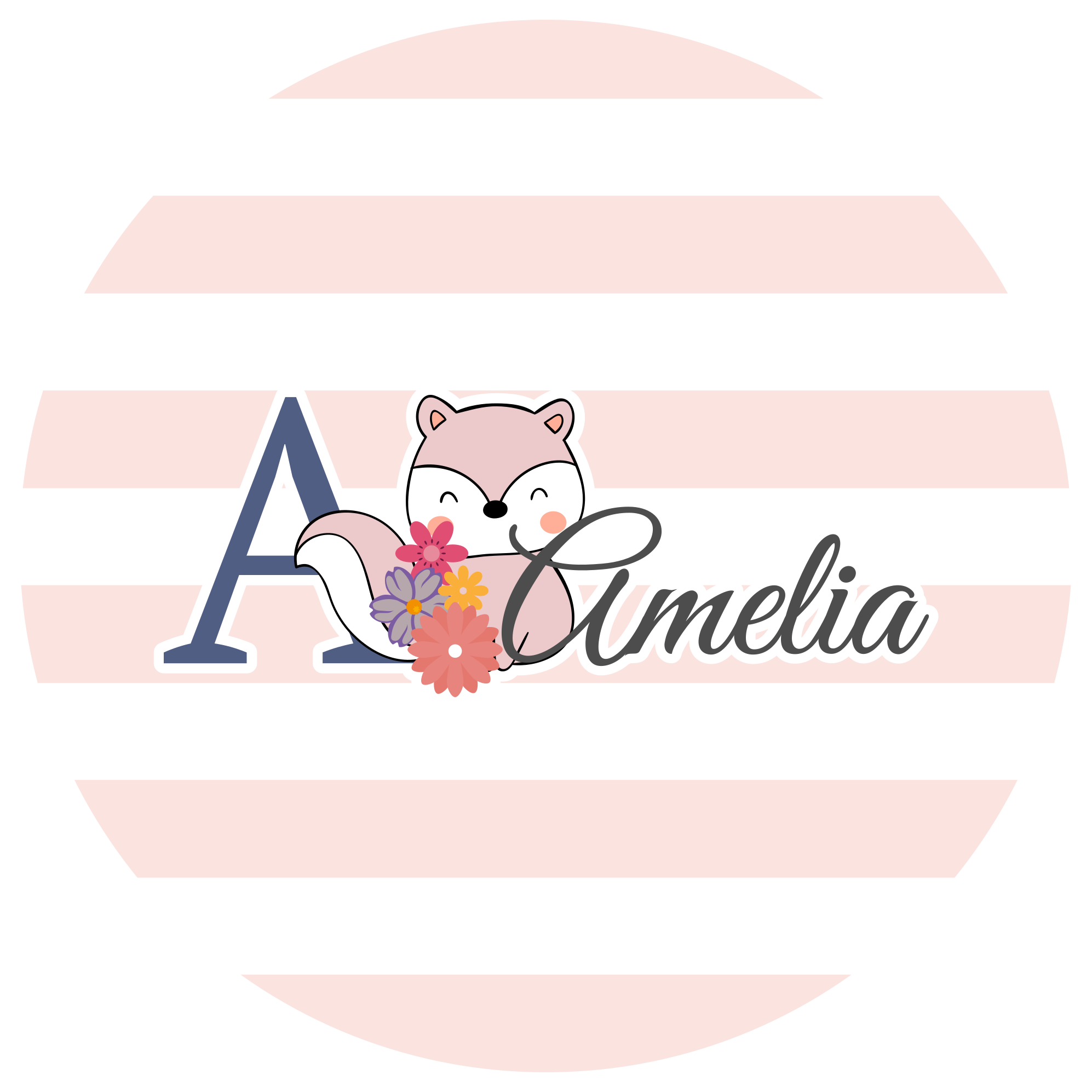 Tapete vinílico com nome design de raposa personalizável - TenStickers