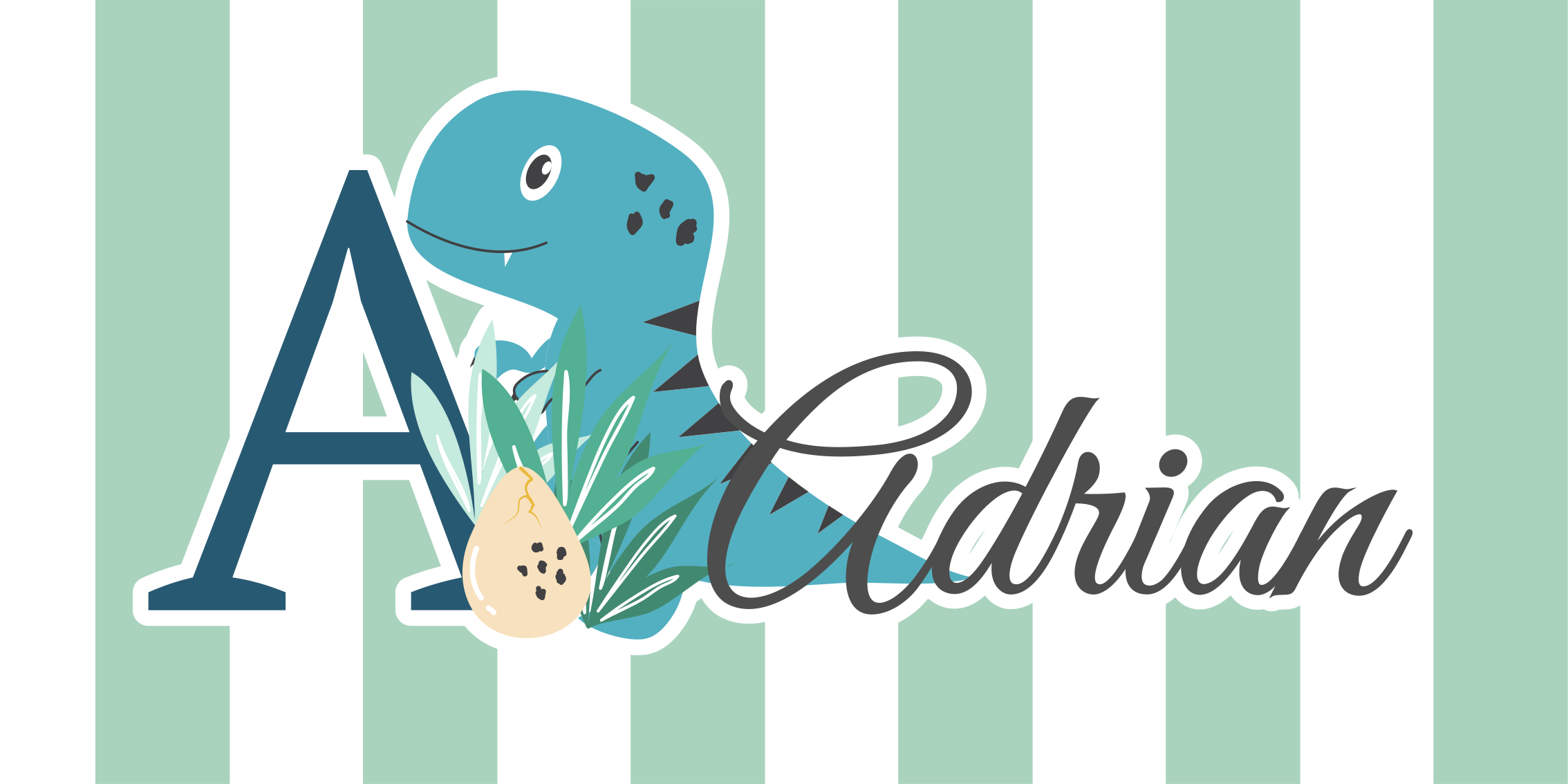 Tapete vinílico para bebés bebê rex com inicial e nome - TenStickers