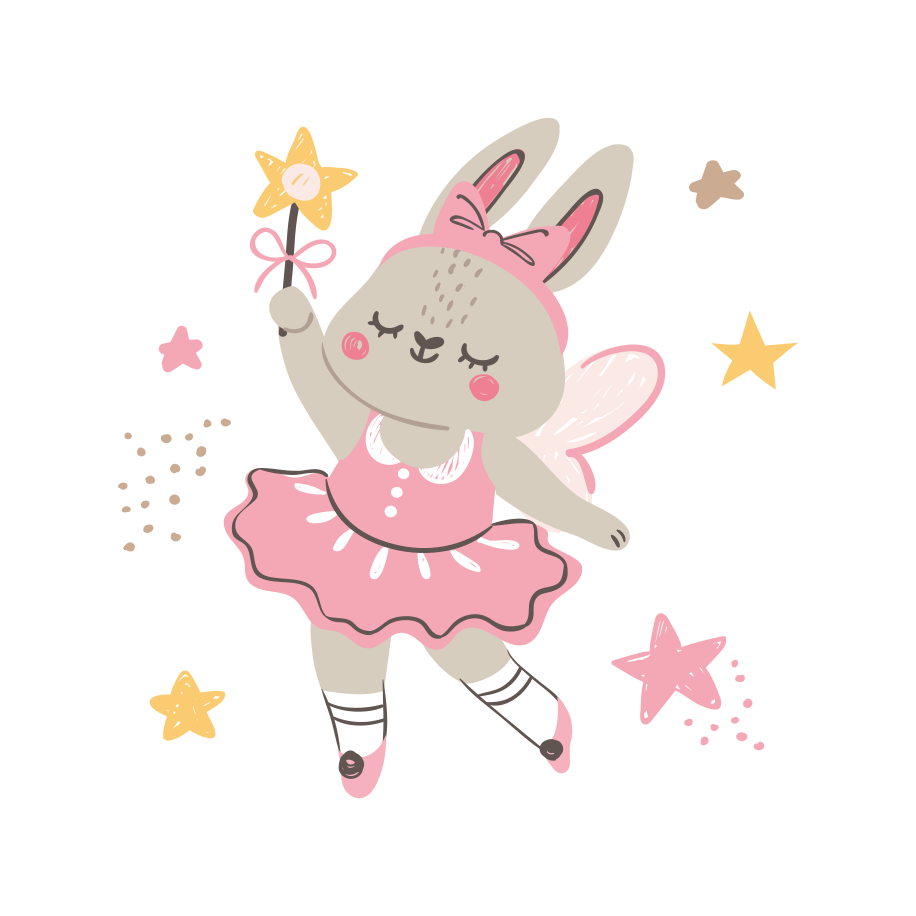 Ilustração de fada do coelho estrela infantil tapete de vinil - TenStickers