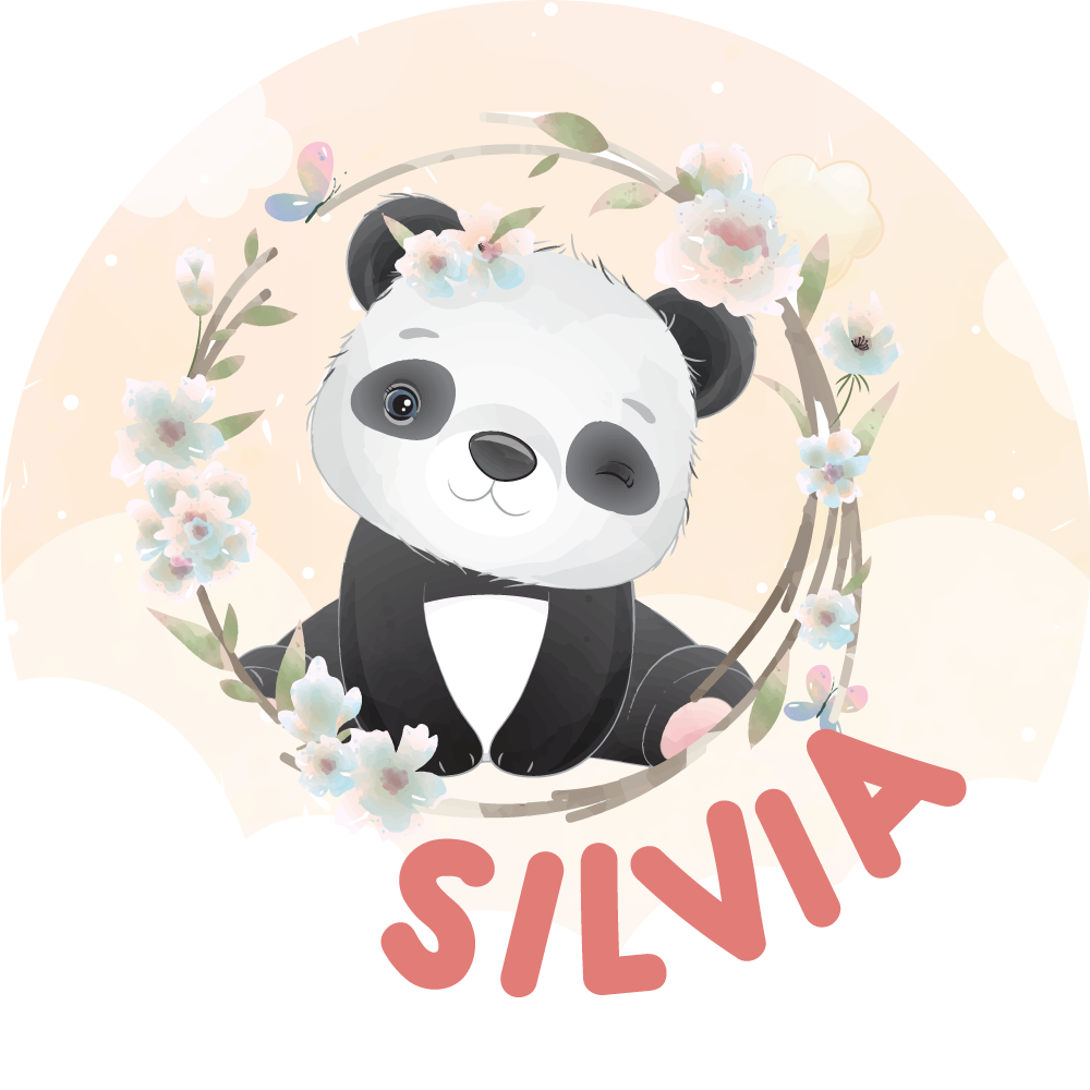 Tapete vinílico com nome arte do panda adorável - TenStickers