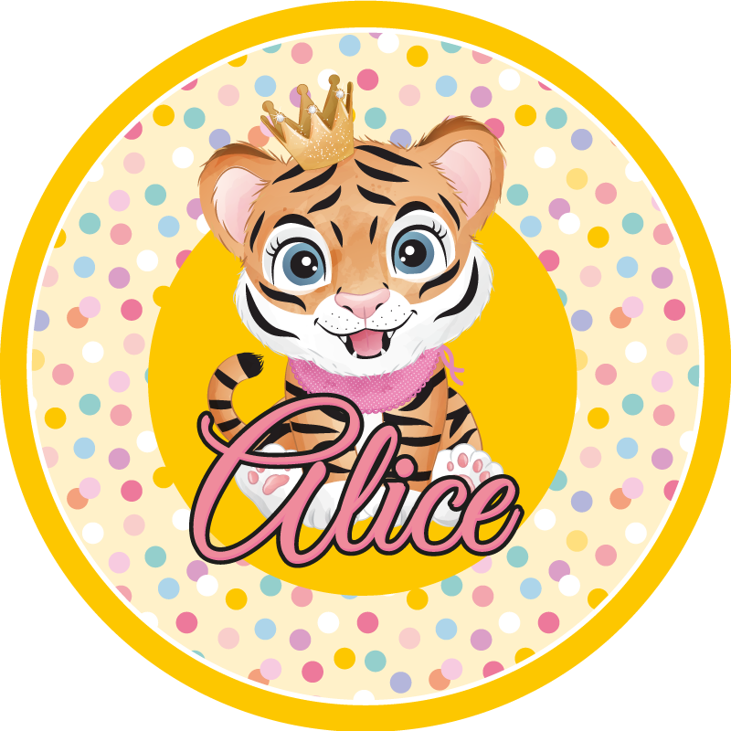 Tapete vinílico com nome tigre personalizado - TenStickers