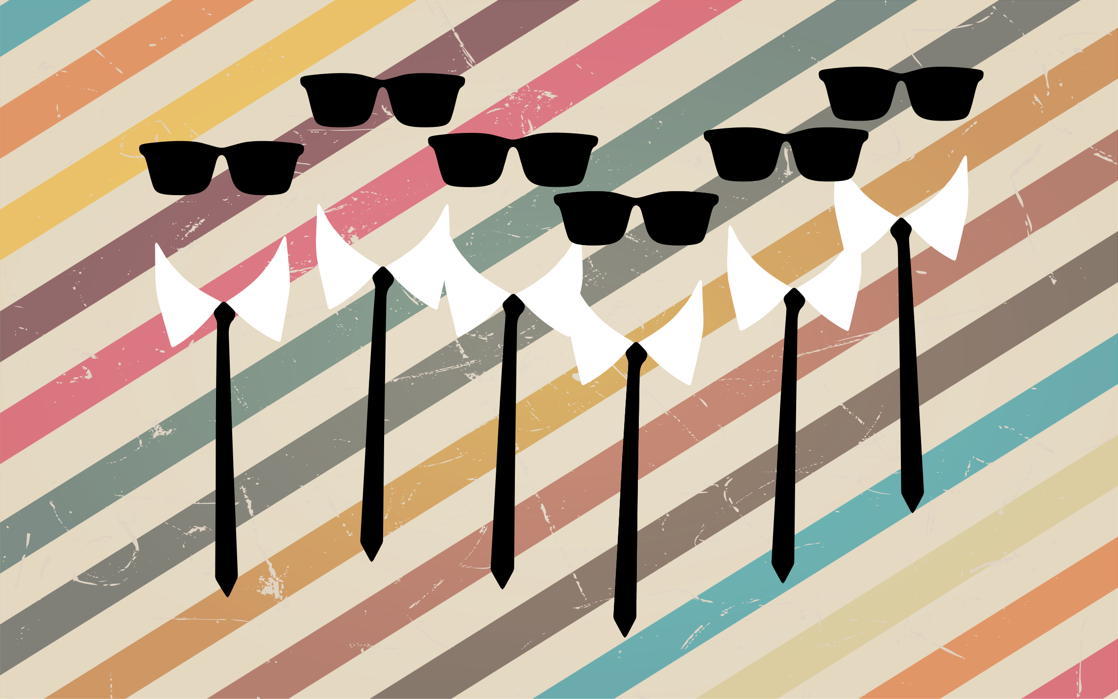 Tapete vinílico às risca traje elegante de grupo - TenStickers