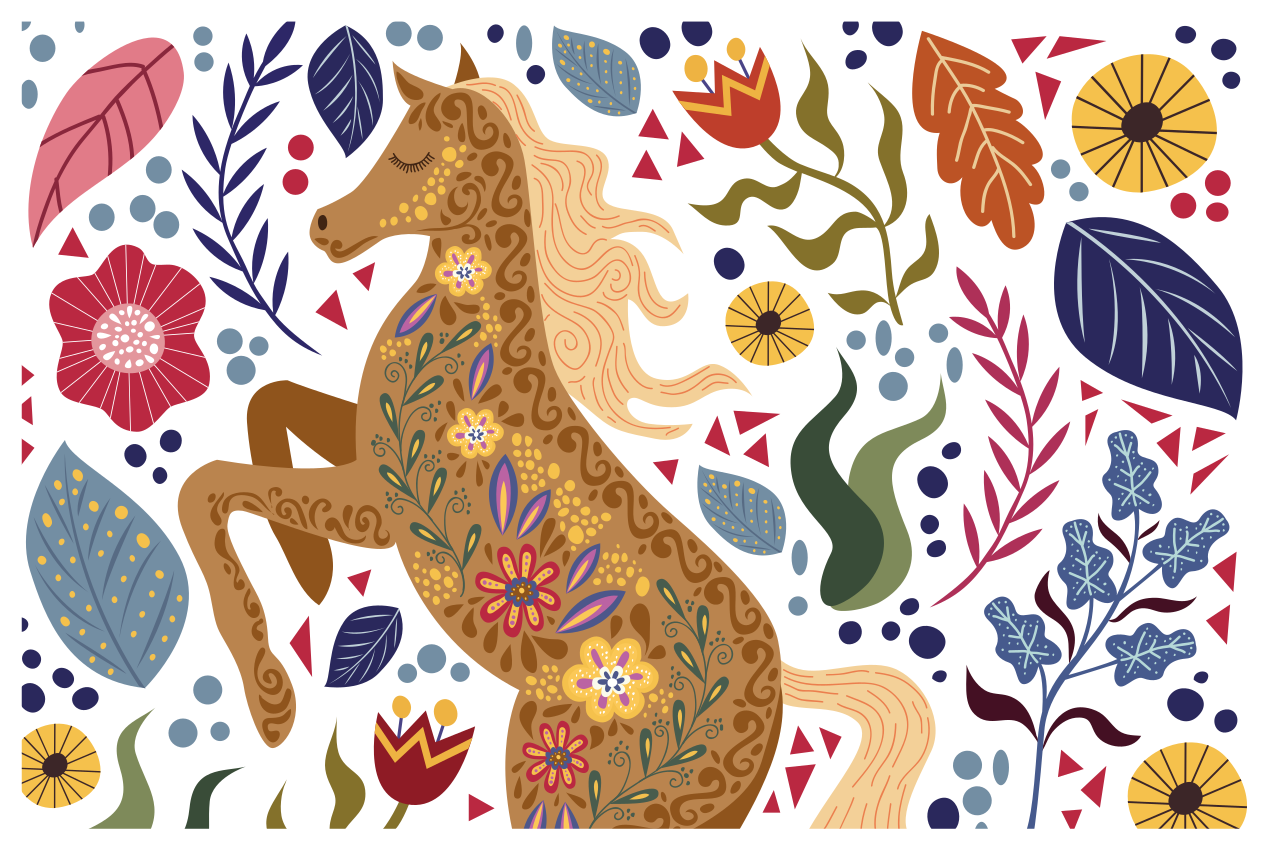 Tapete vinílico de animais majestosa obra de arte de cavalo - TenStickers