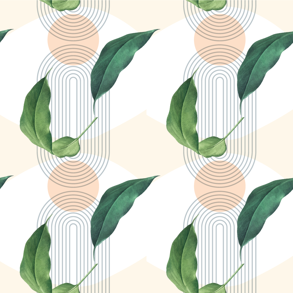 Tapete vinílico natureza padrões geométricos frondosos - TenStickers