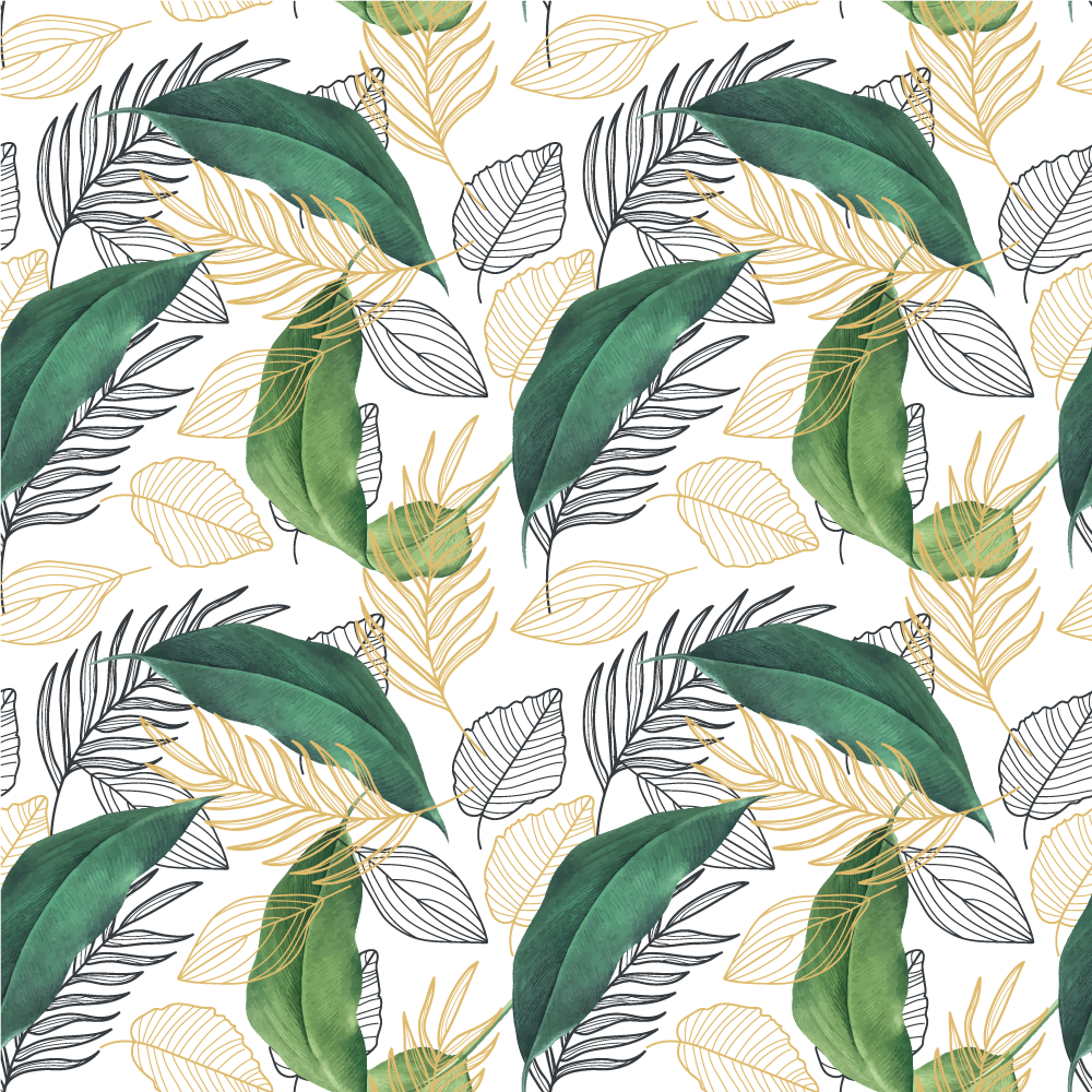 Folhas com desenhos de arte tapete floral - TenStickers