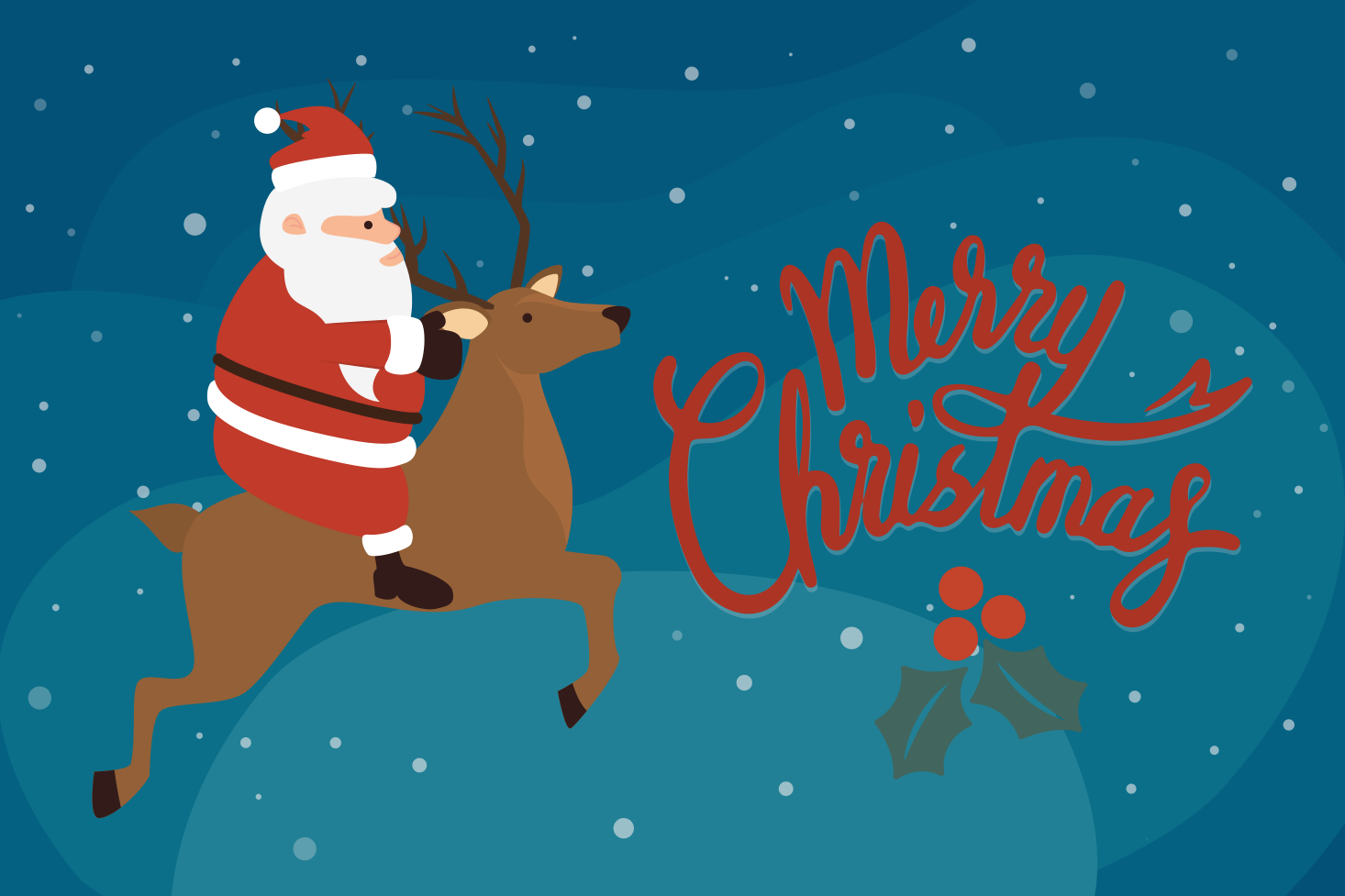 Tapete vinílico do Natal papai noel montando rena - TenStickers