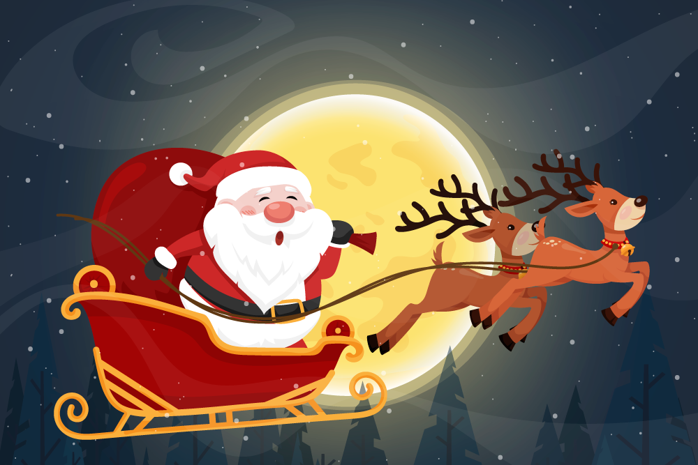 Tapete vinílico do Natal passeio de trenó do papai noel - TenStickers