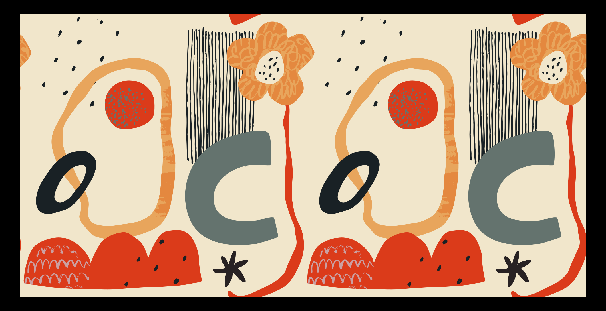 Tapete vinílico moderno elementos florais ousados - TenStickers