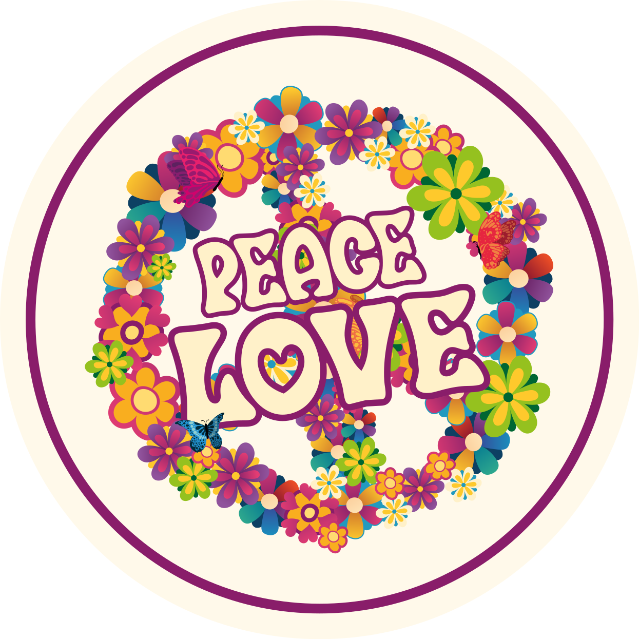 Tapete vinílico flores e plantas mensagem de paz - TenStickers
