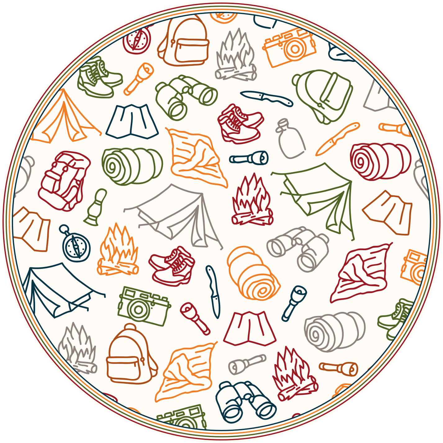 Tapete vinílico criança ícones de equipamentos de aventura - TenStickers