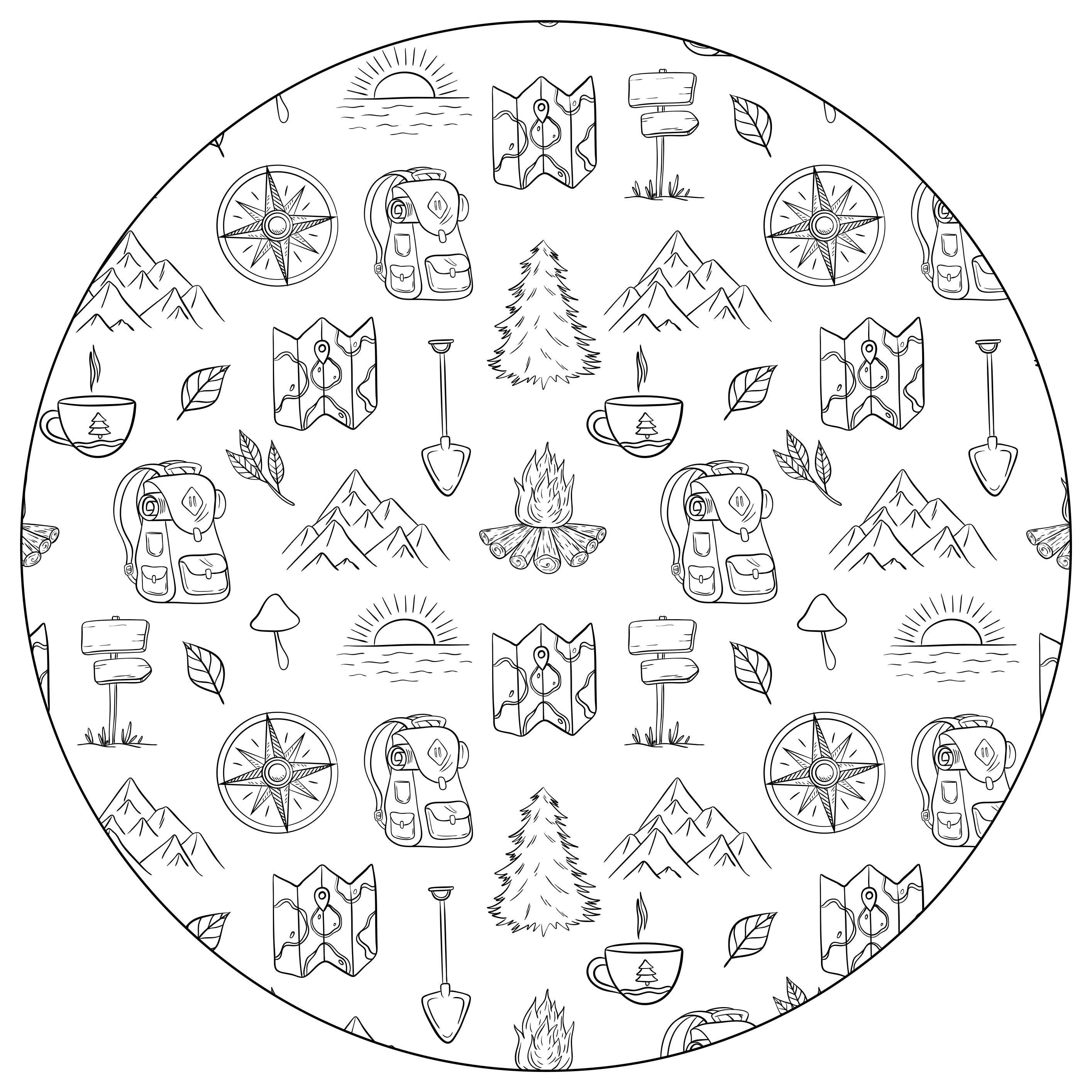 Tapete vinílico criança ícones de aventura de acampamento - TenStickers