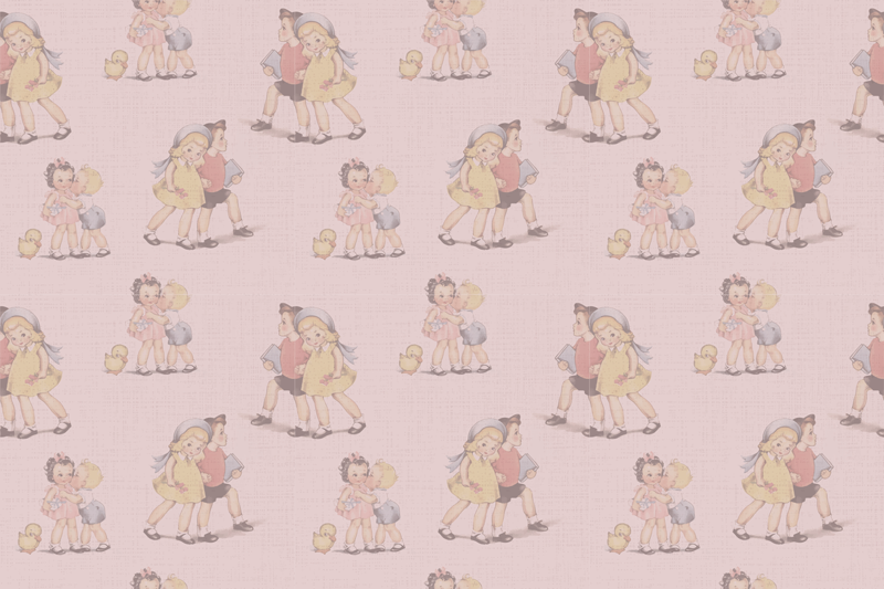 Tapete vinílico criança amigos brincalhões retrô - TenStickers