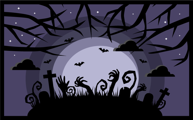 Cemitério assustador com tapetes de halloween da lua - TenStickers