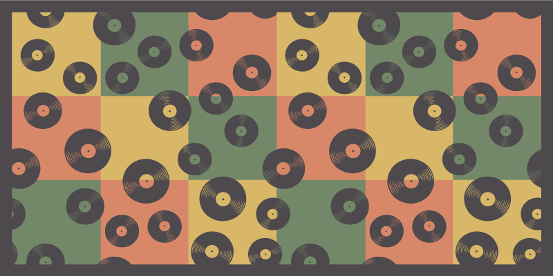 Tapete vinílico mosaico discos de vinil coloridos - TenStickers