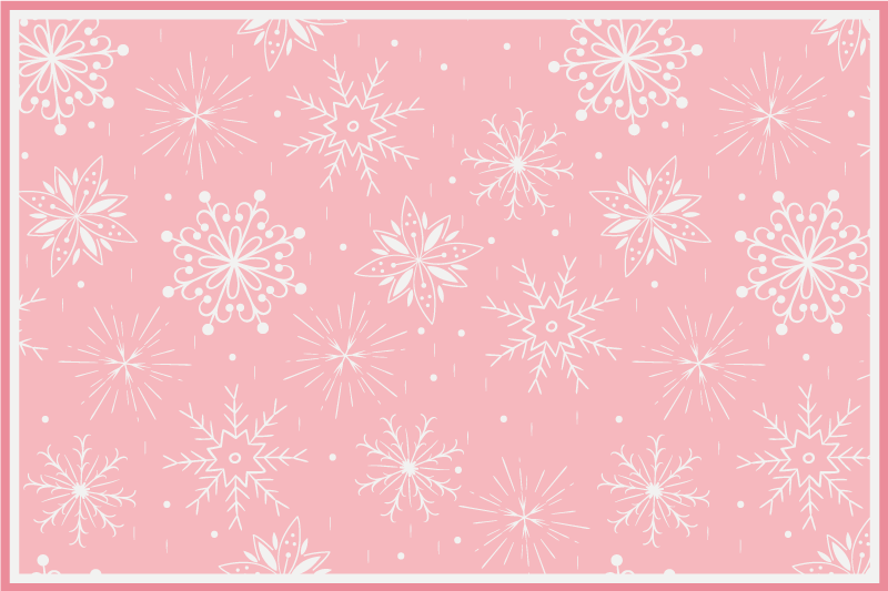 Flocos de neve com fundo rosa tapete de vinil de natal - TenStickers