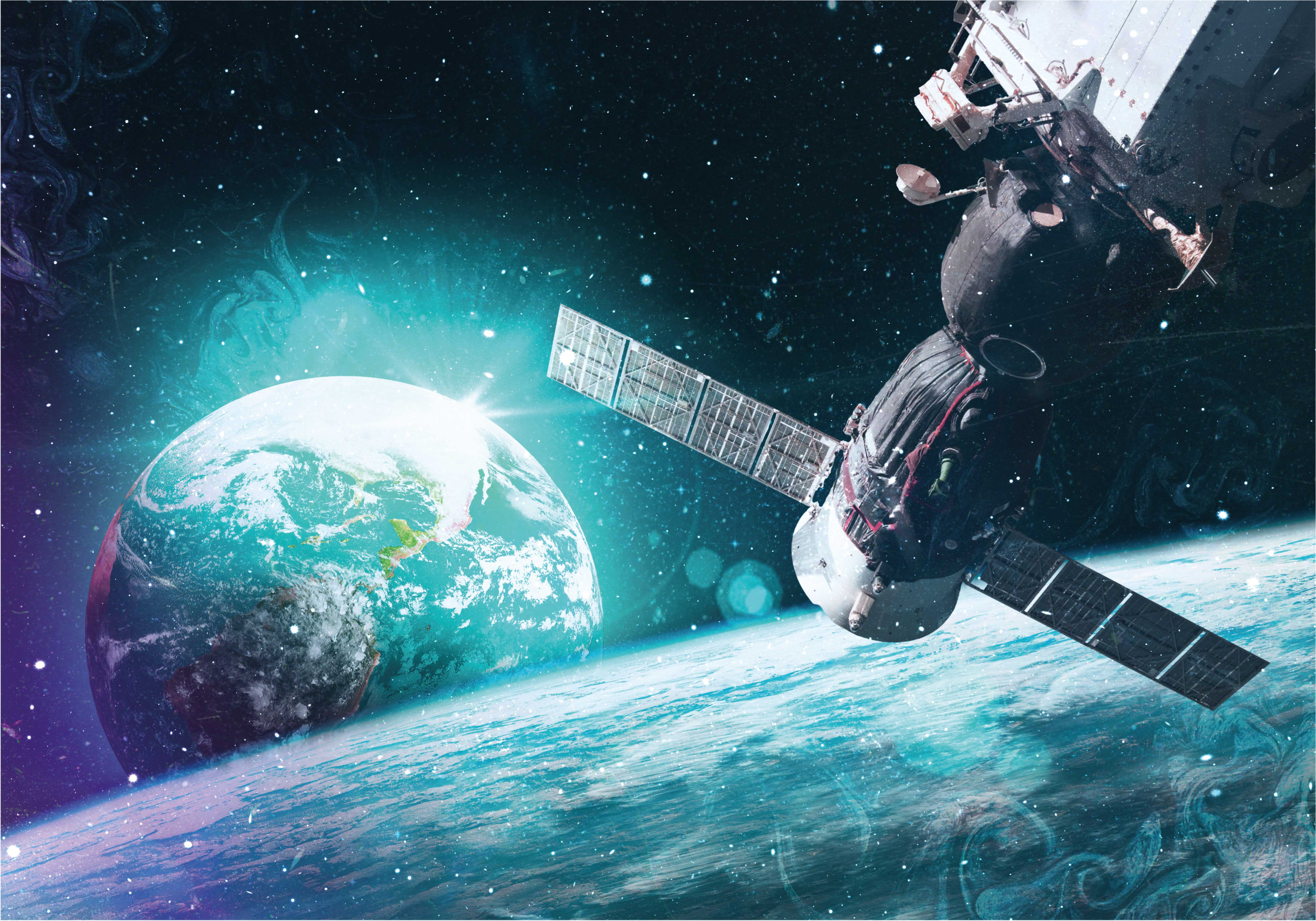 Estação espacial e tapete de vinil da natureza do planeta terra - TenStickers