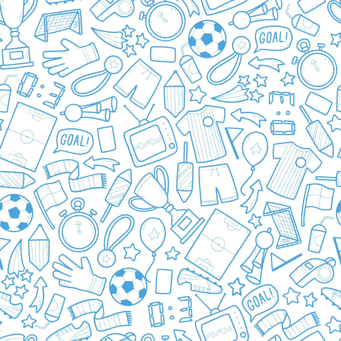 Futebol, futebol doodle conjunto tapete de quarto - TenStickers