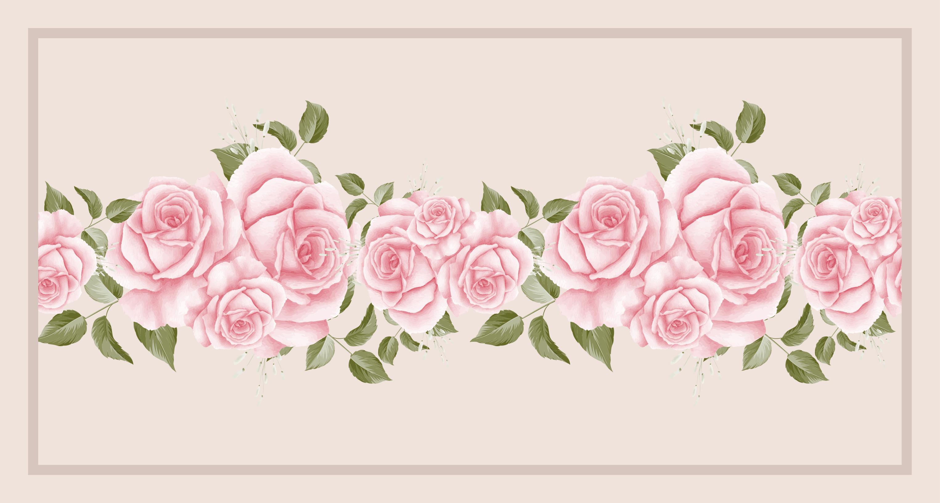 Tapete vinílico flores e plantas borda de rosa rosa - TenStickers