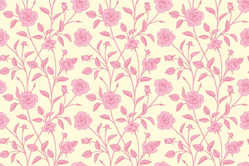 Rosas pequenas vintage em tapete de fundo rosa - TenStickers