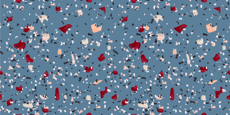 Tapete azul escuro da sala de estar com padrão terrazzo - TenStickers