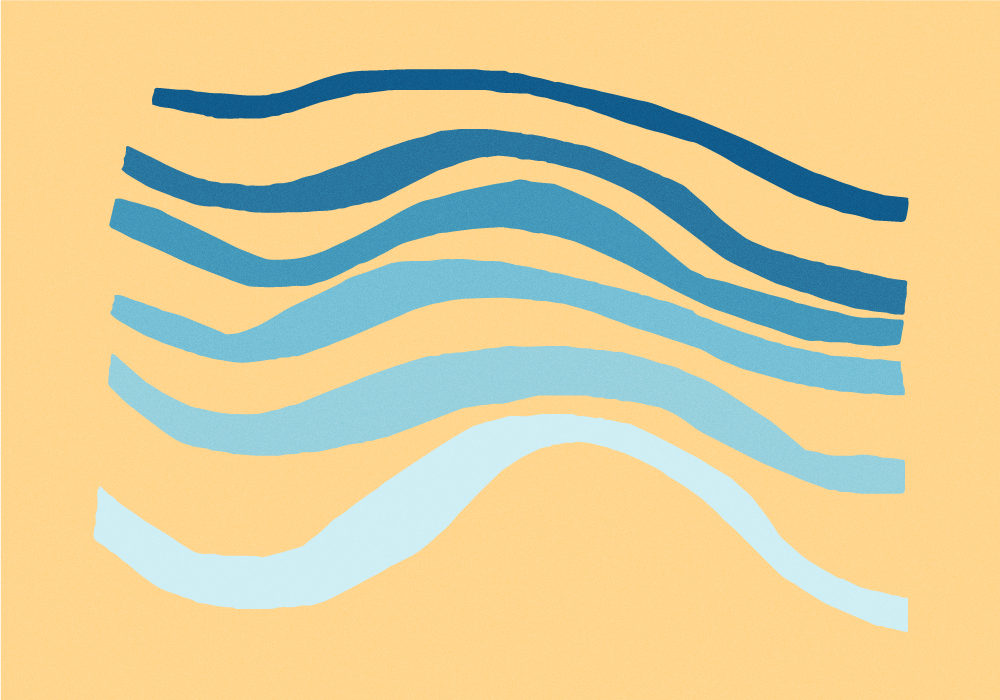 Tapete vinílico minimalista motivo de onda curva - TenStickers