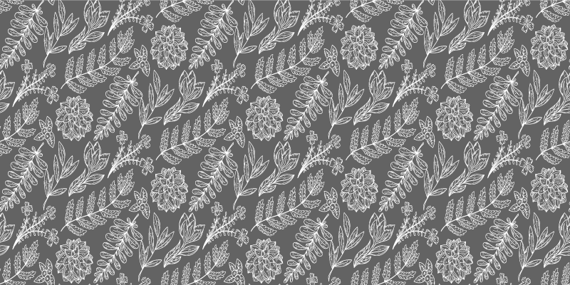 Tapete vinílico flores e plantas padrão de folhagem floral - TenStickers