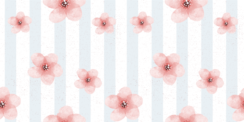 Tapete floral com riscas shabby chic - TenStickers