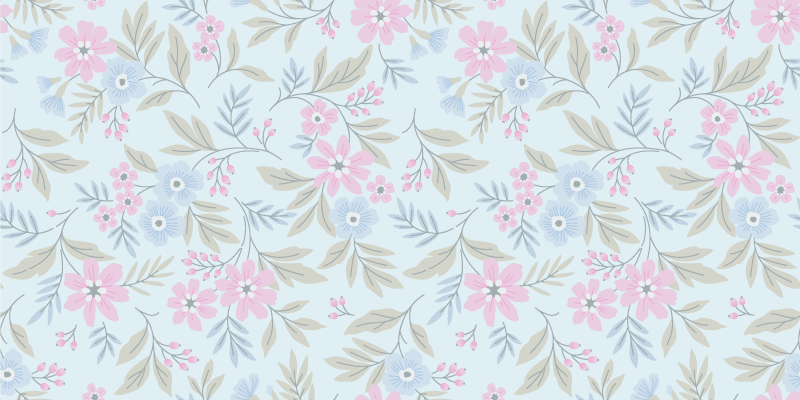 Tapete vinílico de flores e plantas design Floral Pastel - TenStickers