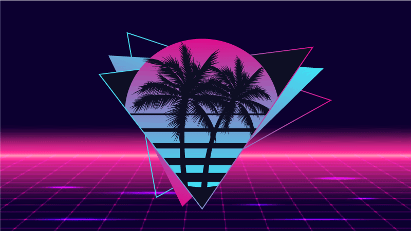 Tapete vintage em palmeira estilo vaporwave - TenStickers