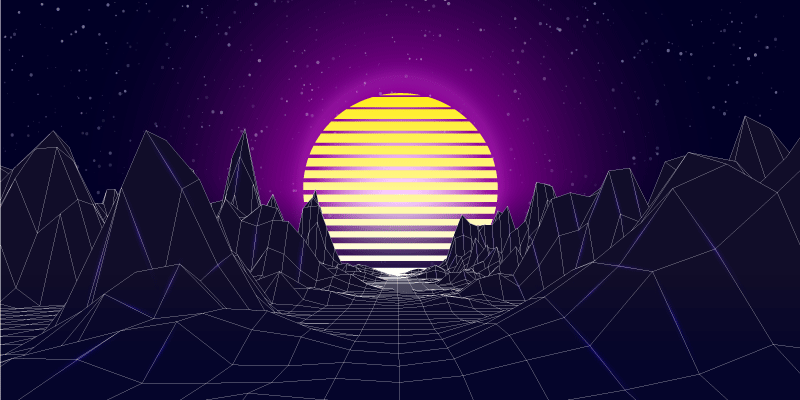 Tapete vinílico moderno paisagem futurista retrô - TenStickers