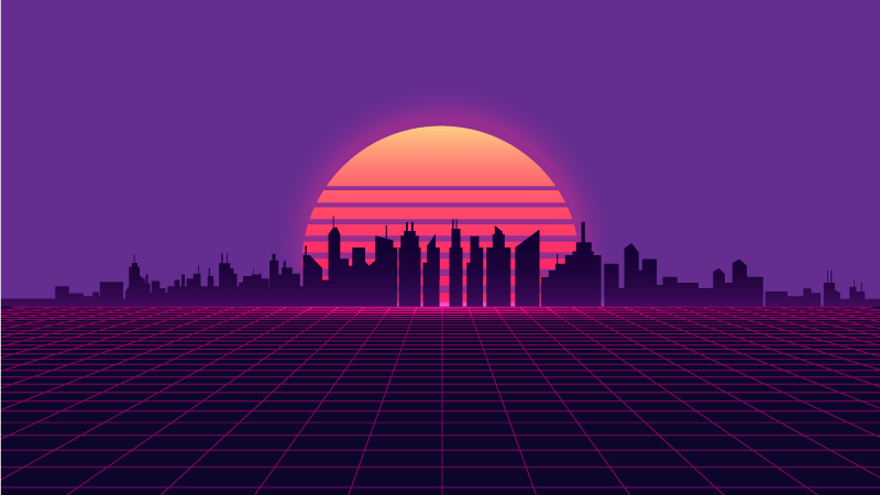 Tapete vaporwave sunset estilo anos 80 - TenStickers