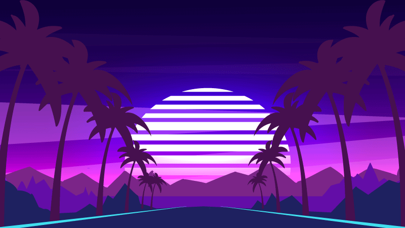 Tapete vinílico moderno estética retrô do pôr do sol - TenStickers