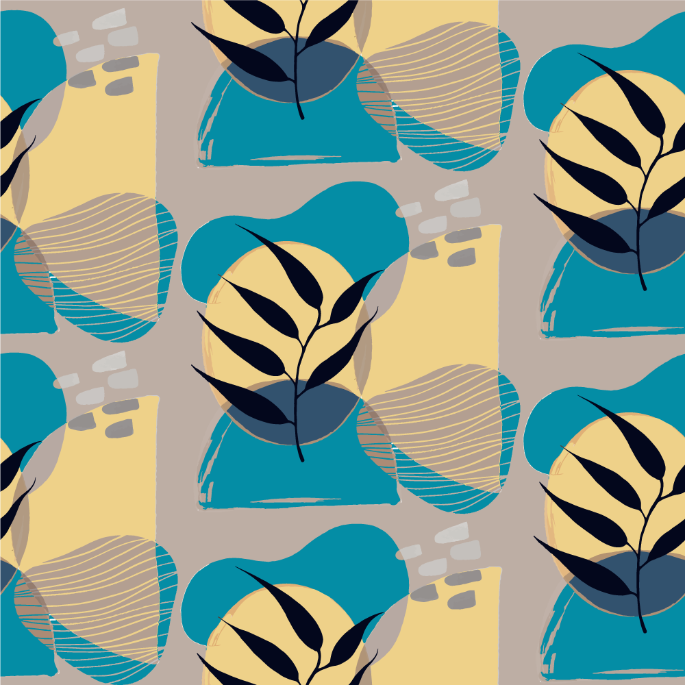 Tapete vinílico flores e plantas padrão botânico abstrato - TenStickers