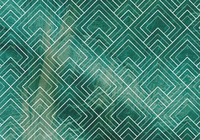 Tapete vinílico azulejos chevron verde geométrico - TenStickers