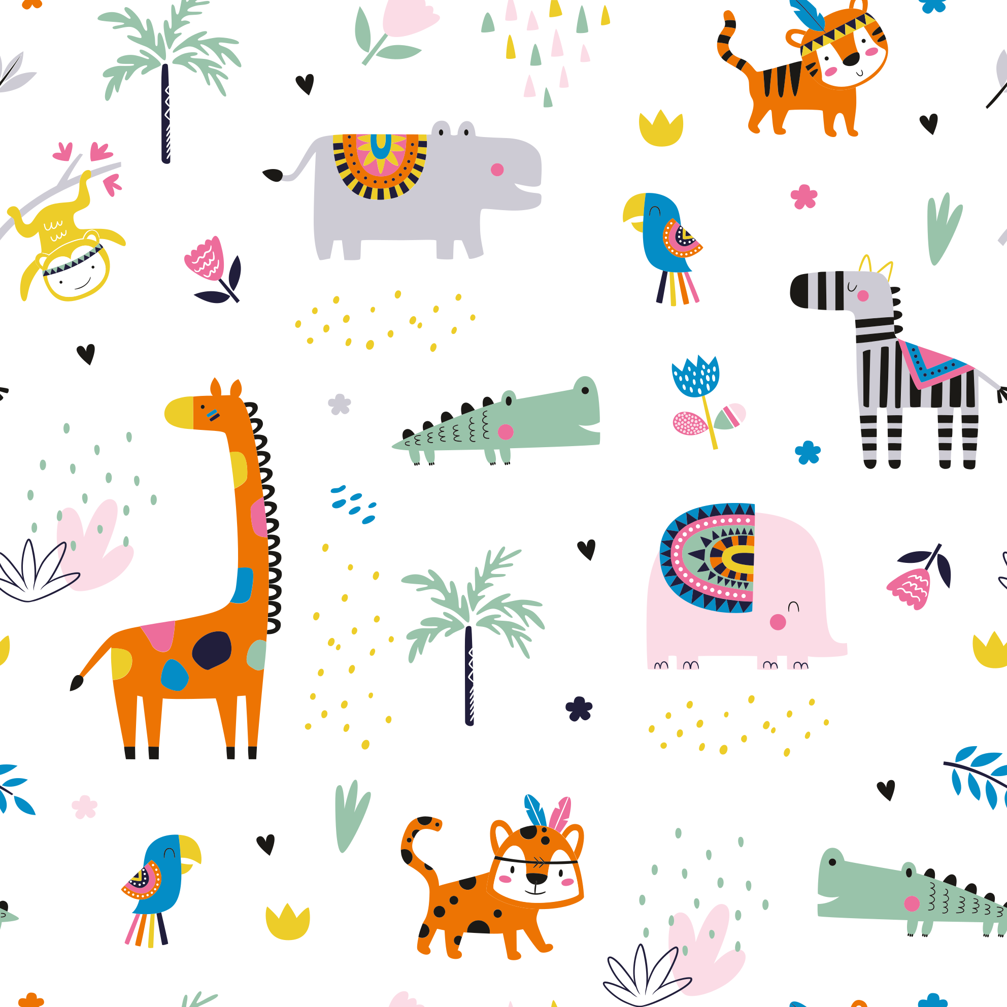 Tapete vinílico bebé tema safari alegre - TenStickers