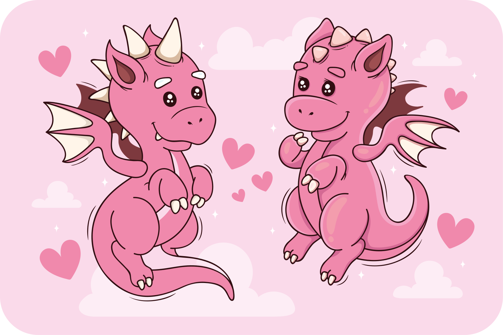 Tapete vinílico infantil dupla brincalhona de dragões - TenStickers