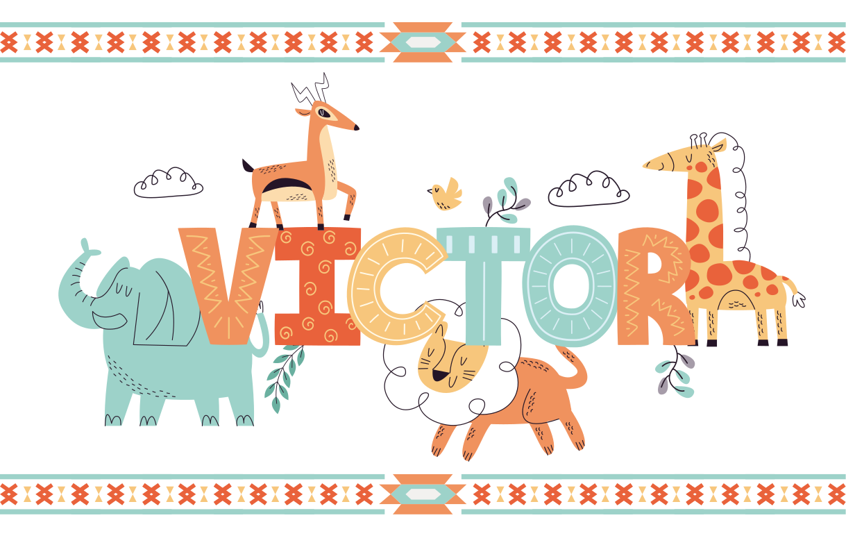 Tapete vinílico com nome tema safári personalizado - TenStickers