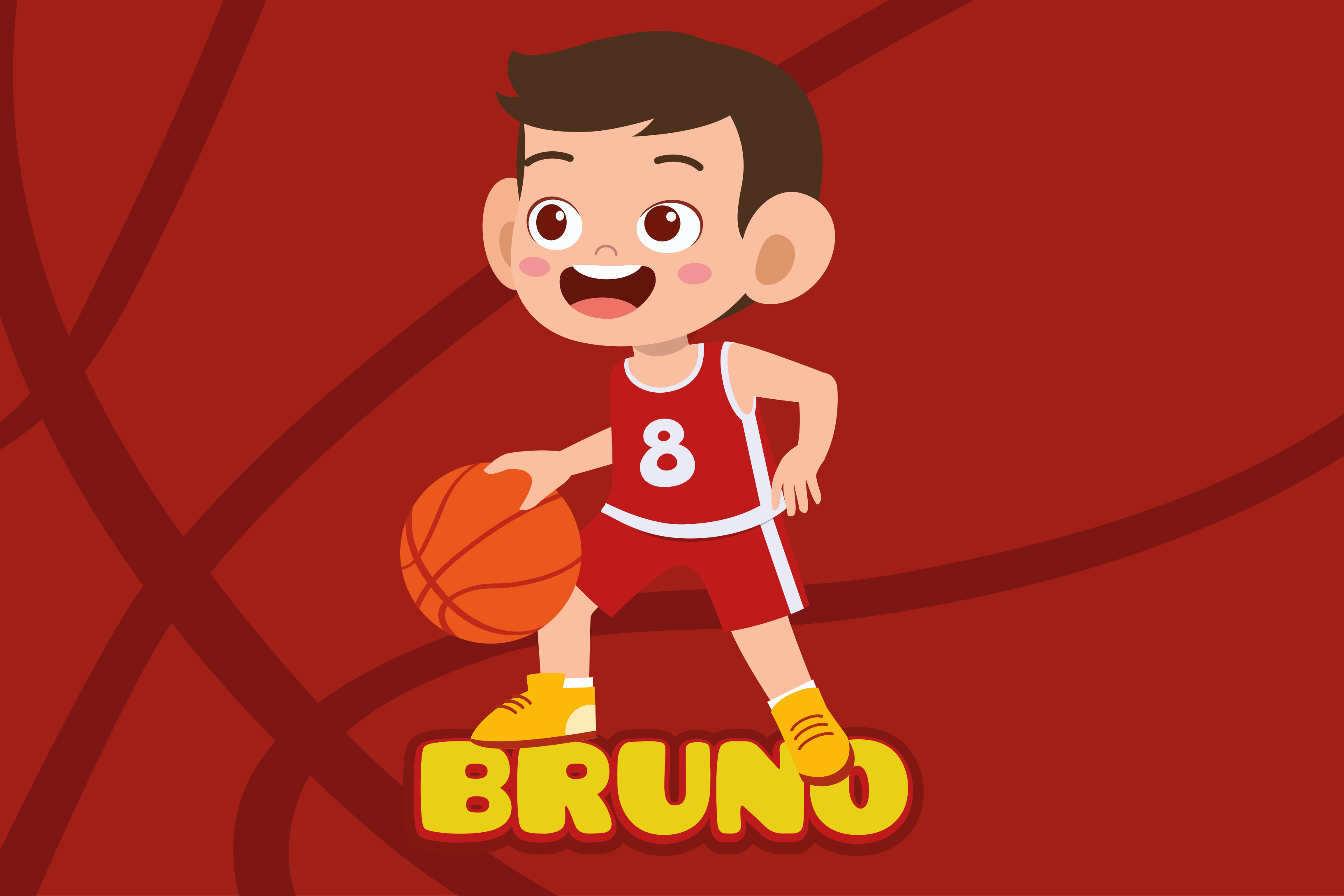 Tapete vinílico com nome personagem de basquete - TenStickers
