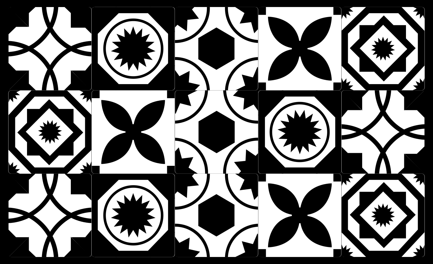 Tapete vinílico azulejos padrões contrastantes - TenStickers