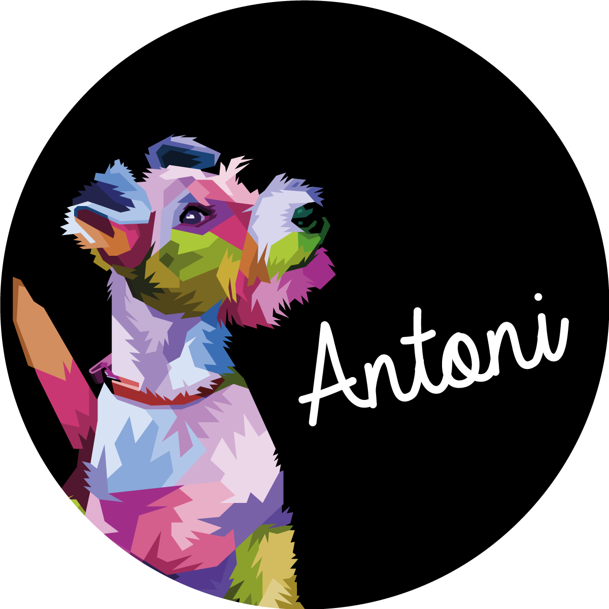 Tapete vinílico com nome retrato canino colorido - TenStickers