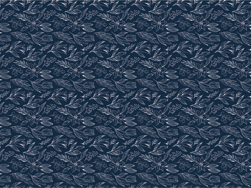 Tapete vinílico flores e plantas elegância floral marinho - TenStickers