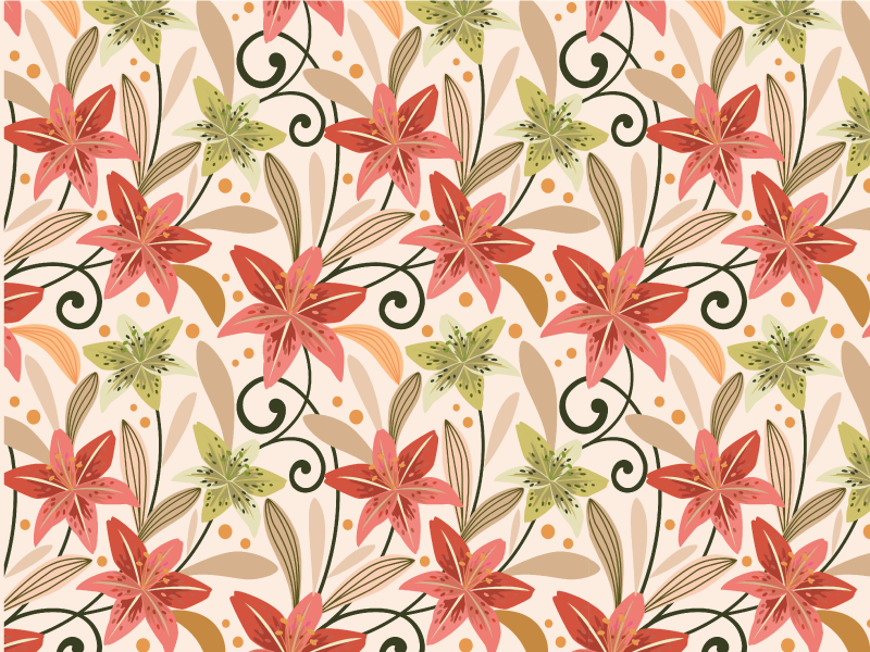 Tapete vinílico flores e plantas padrão floral redemoinho - TenStickers