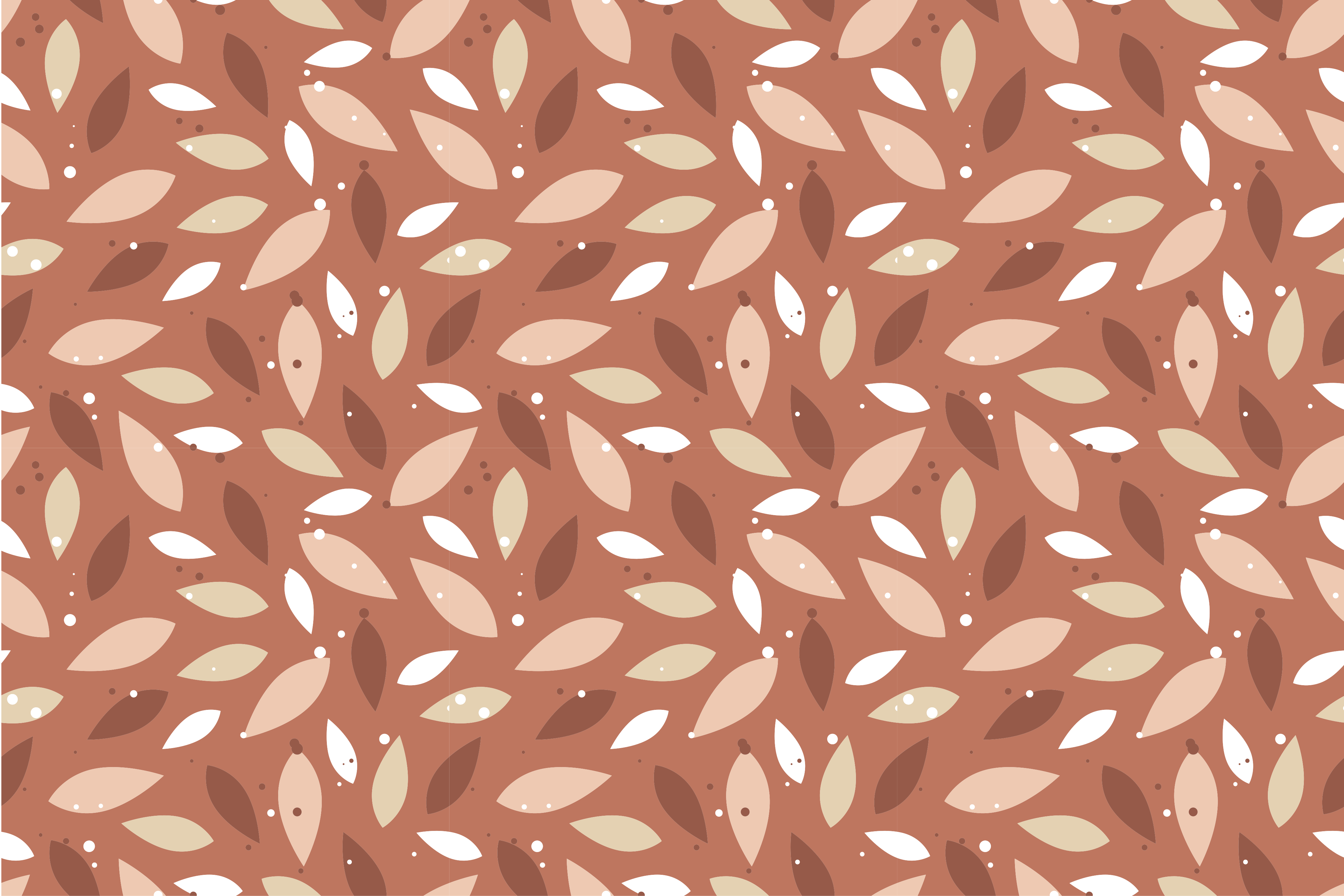 Tapete floral com estampa de folhas de terracota - TenStickers