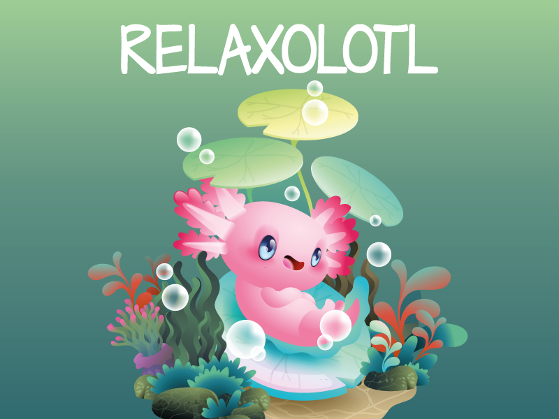 Tapete de vinil infantil "relaxolotl" com padrão azul - TenStickers