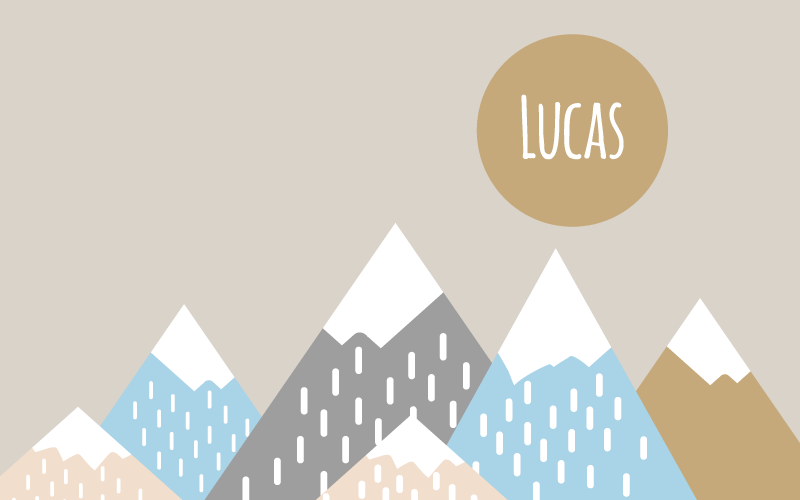 Tapete vinílico com nome paisagem montanhosa personalizável - TenStickers