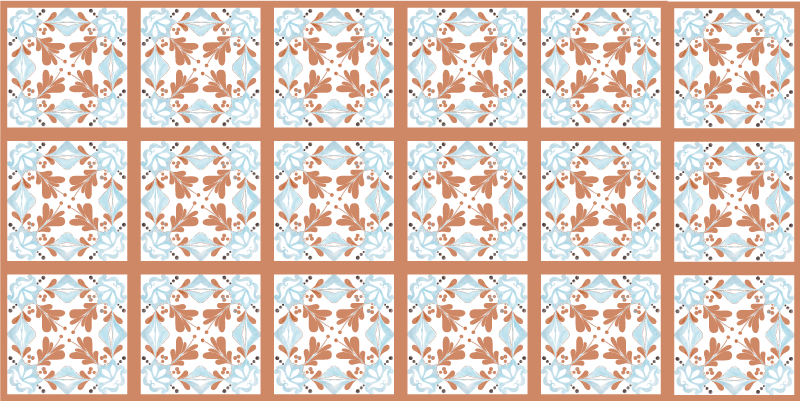 Tapete floral de azulejos mediterrâneos - TenStickers