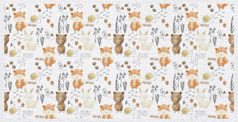 Tapete vinílico criança amigos animais felizes - TenStickers