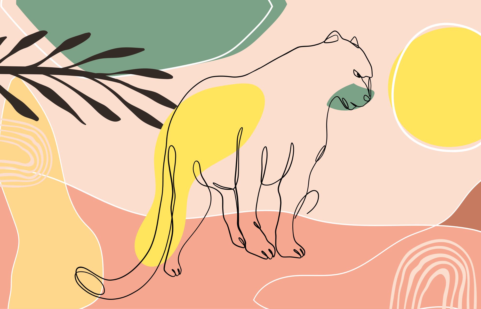 Tapete de animal pantera desenhado à mão - TenStickers